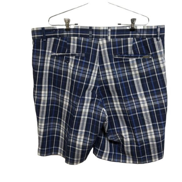 Greg Norman for Tasso Elba Shorts Men Size 40 Plaid Flat Front Bermuda Blue - Picture 2 of 6